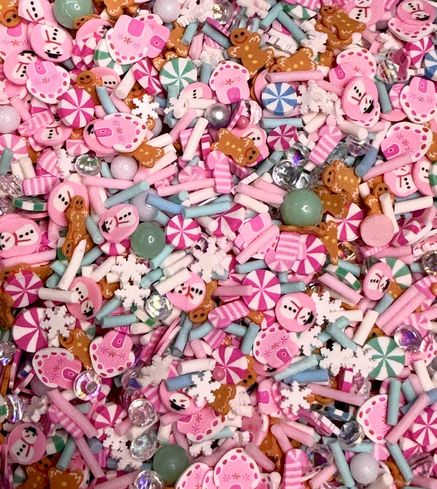 Pink Gingerbread House Polymer Clay Glitter