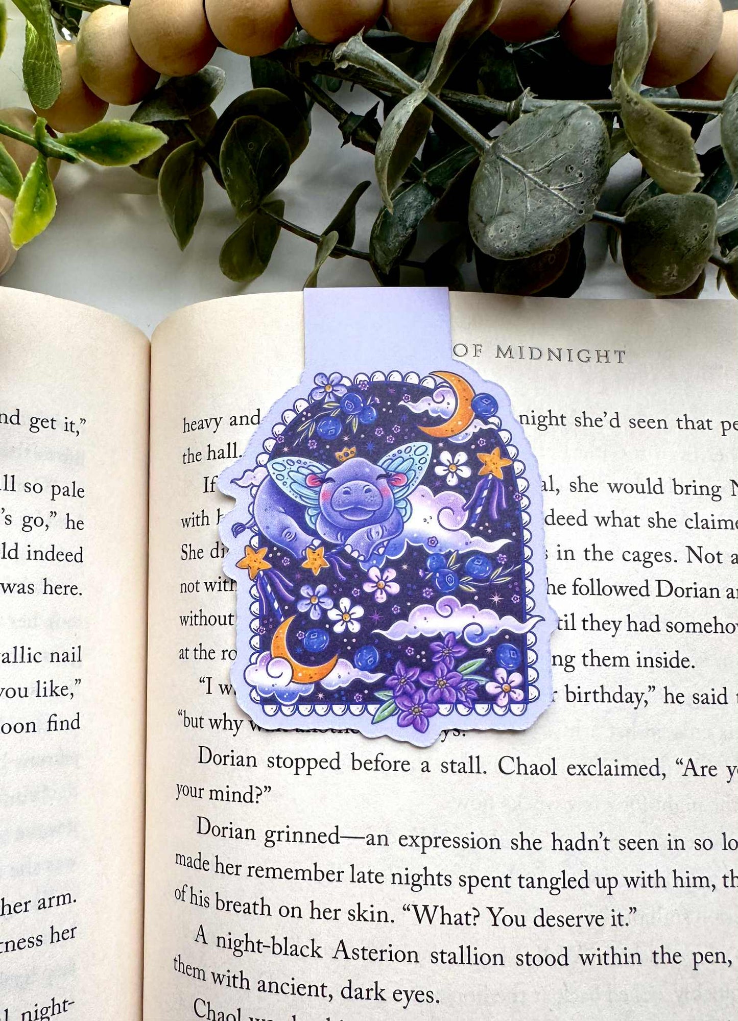 Magical Purple Hippo Magnetic Bookmark