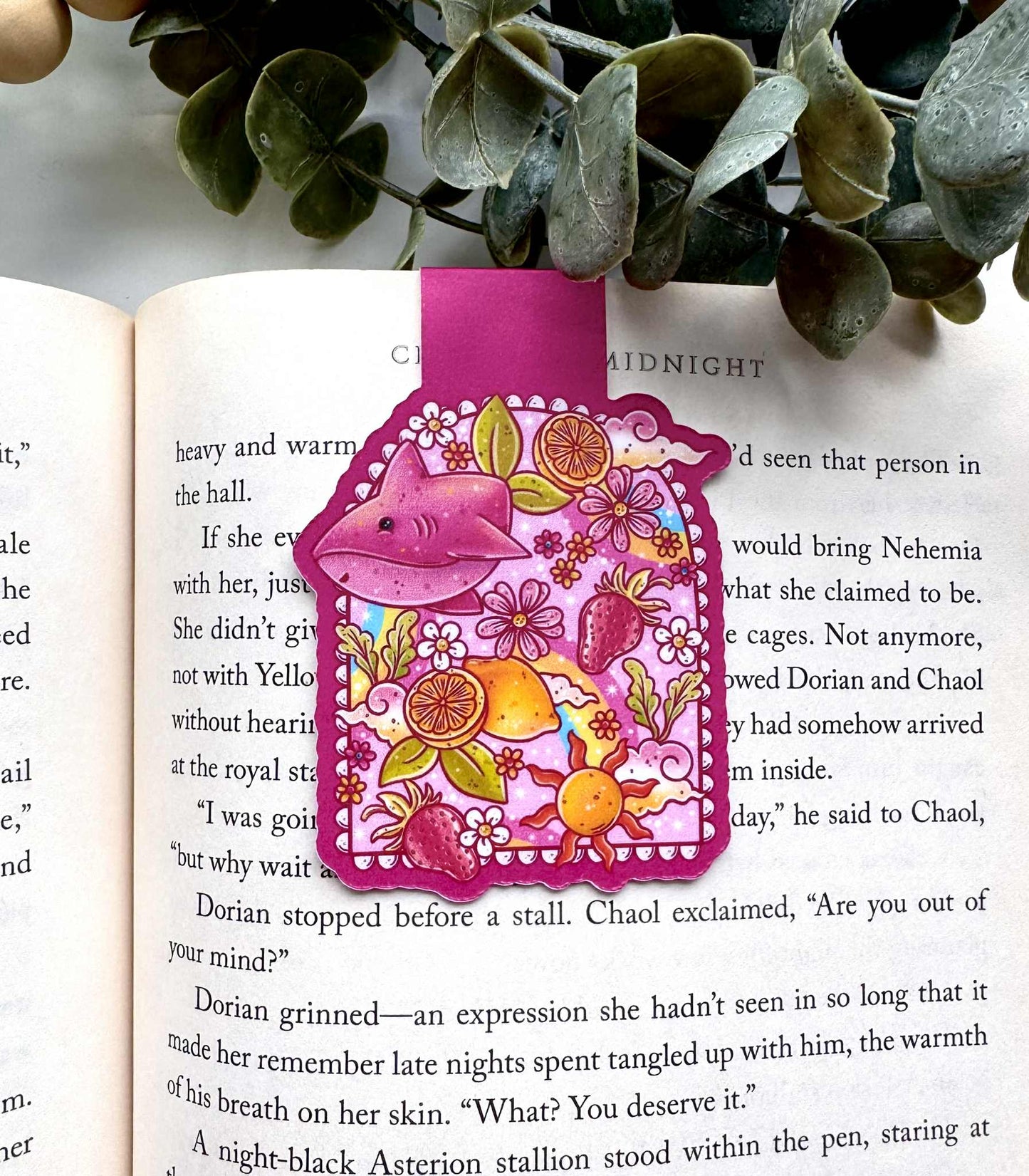 Strawberry Shark Magnetic Bookmark