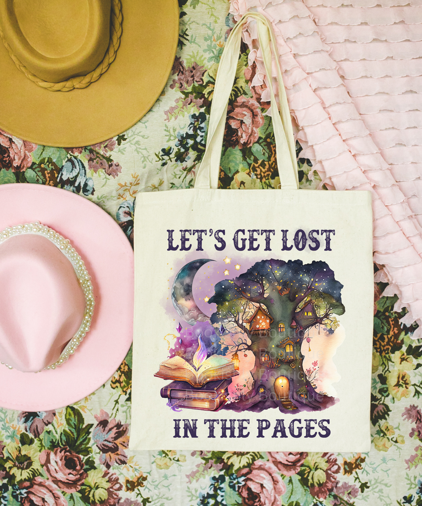 Let's Get Lost In The Pages Tote Bag