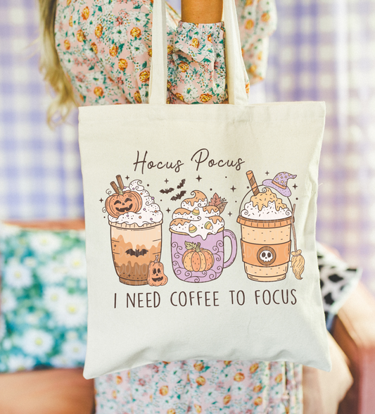 I Need Coffee To Focus Tote Bag