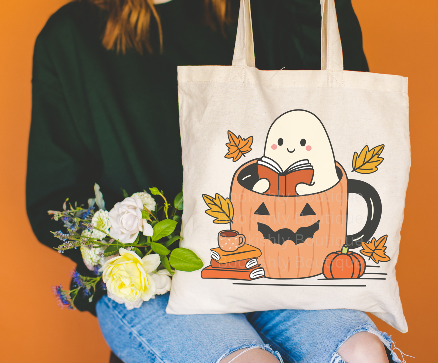 Ghosty In Pumpkin Mug Tote Bag