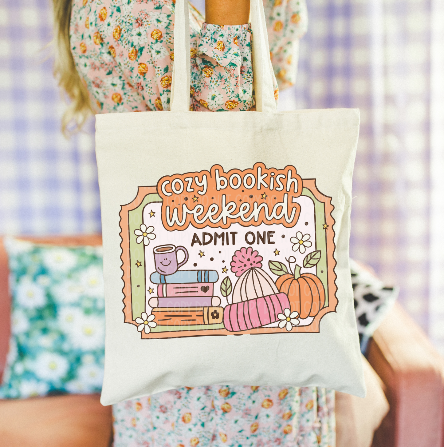 Cozy Bookish Weekend Tote Bag