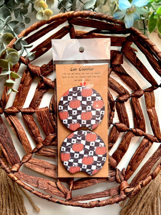 Fall Checkered Car Coasters