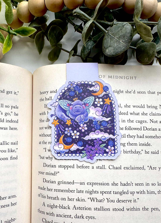Magical Purple Hippo Magnetic Bookmark